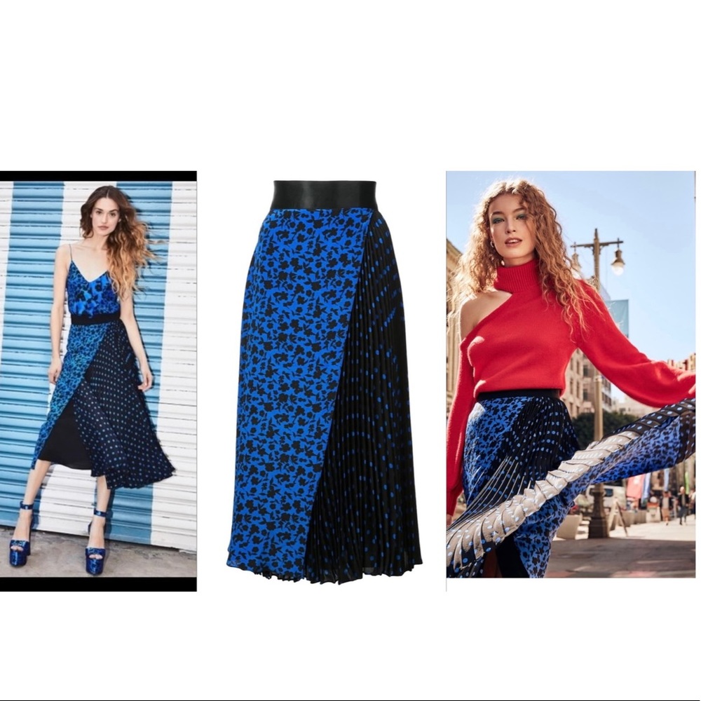 Alice + Olivia Blue and Black Midi Skirt